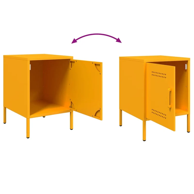 Table de chevet avec compartiment avec porte 36 x 39 x 50,5 cm acier jaune DEC034092