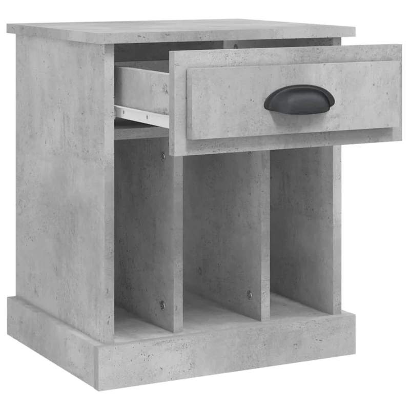 Table de chevet avec tiroir et compartiments 43 x 36 x 50 cm bois d'ingénierie gris DEC034039