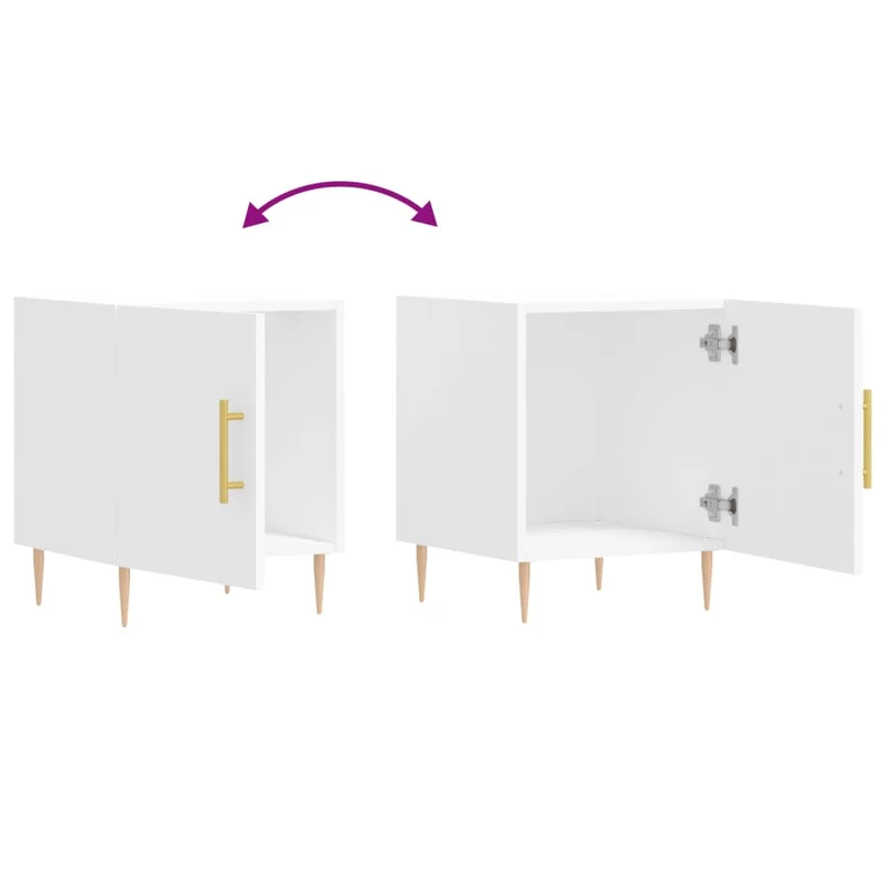 Table de chevet avec compartiment avec porte 40 x 40 x 50 cm bois d’ingénierie blanc DEC033395
