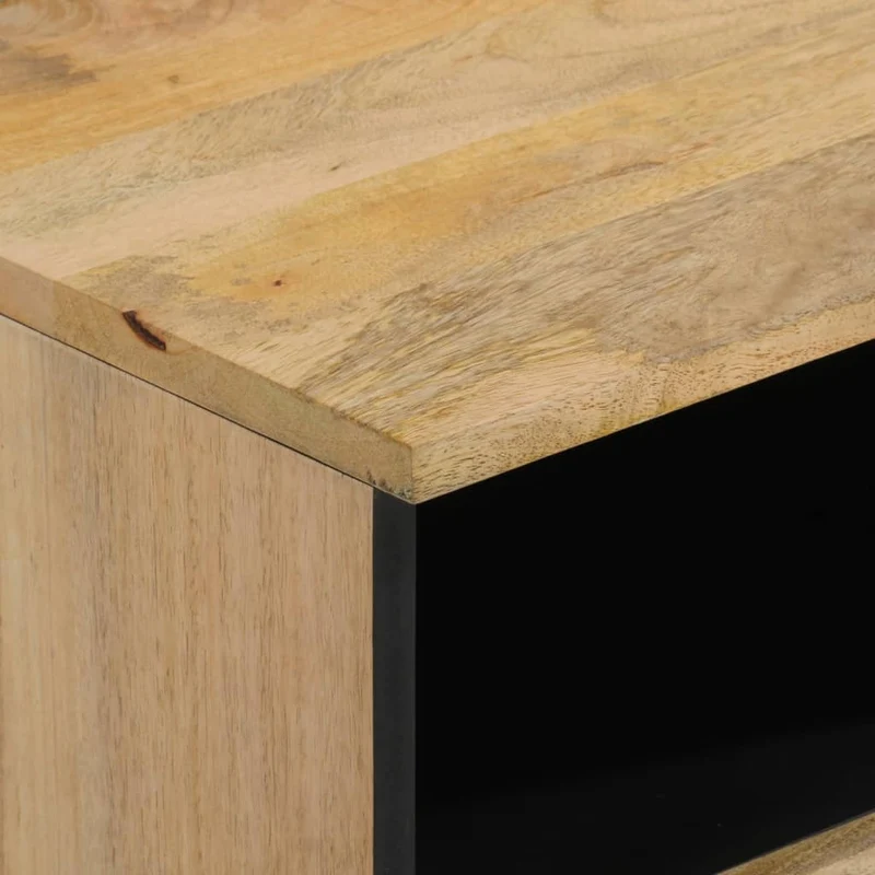 Table de chevet avec tiroir et compartiment ouvert 40 x 33 x 46 cm bois de manguier et fer DEC032971