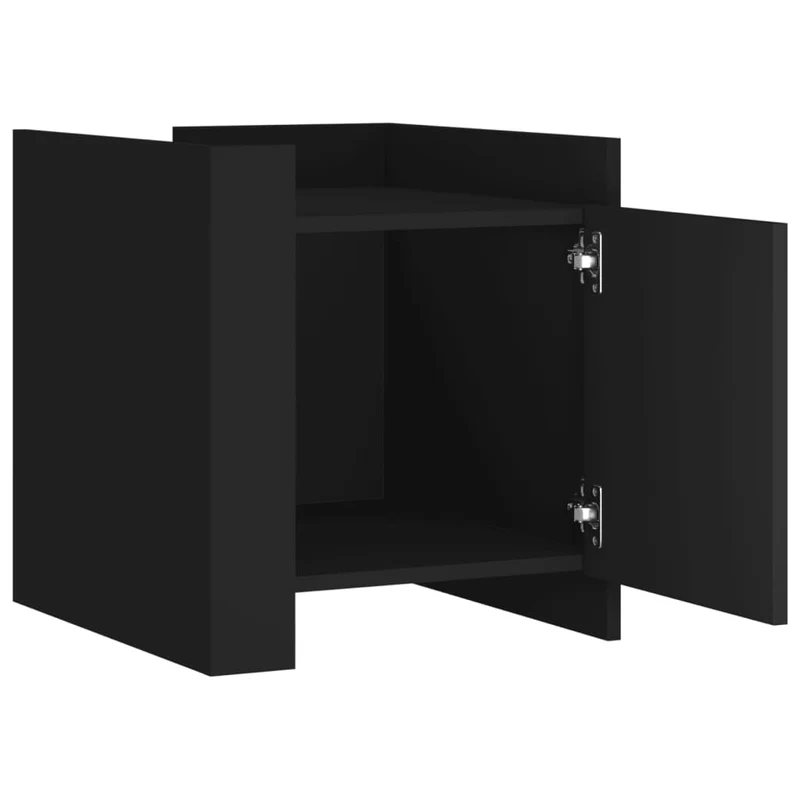 Table de chevet avec compartiment avec porte 45 x 50 x 50 cm bois d’ingénierie noir DEC034490