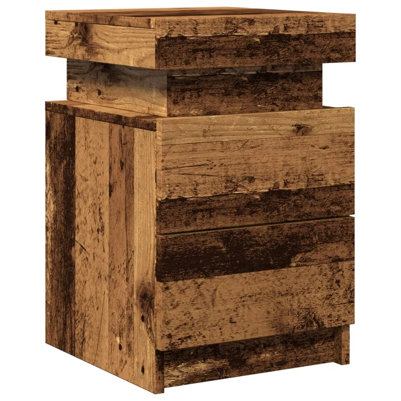 Table de chevet avec LED et tiroirs 35 x 39 x 55 cm bois d'ingénierie marron DEC033909
