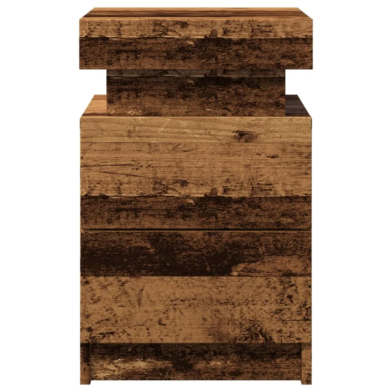 Table de chevet avec LED et tiroirs 35 x 39 x 55 cm bois d'ingénierie marron DEC033909