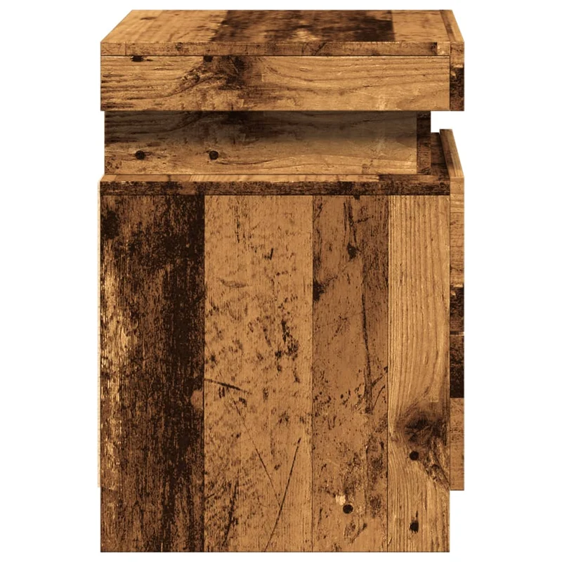 Table de chevet avec LED et tiroirs 35 x 39 x 55 cm bois d'ingénierie marron DEC033909