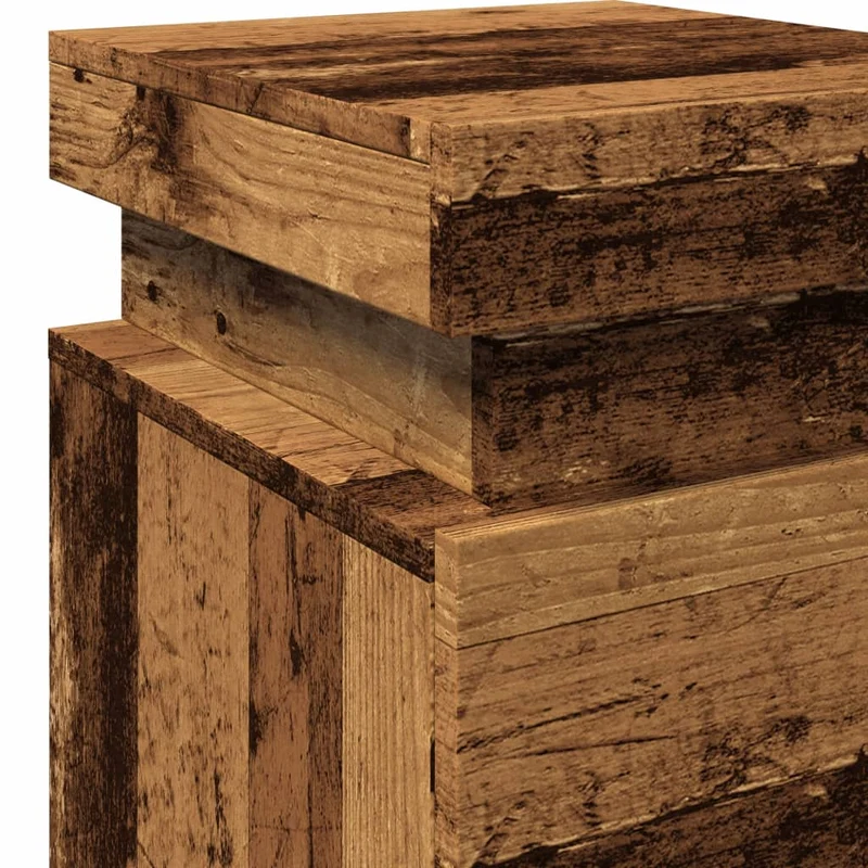 Table de chevet avec LED et tiroirs 35 x 39 x 55 cm bois d'ingénierie marron DEC033909