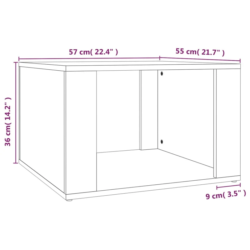 Table de chevet avec compartiment ouvert 57 x 55 x 36 cm bois d'ingénierie couleur chêne DEC033893