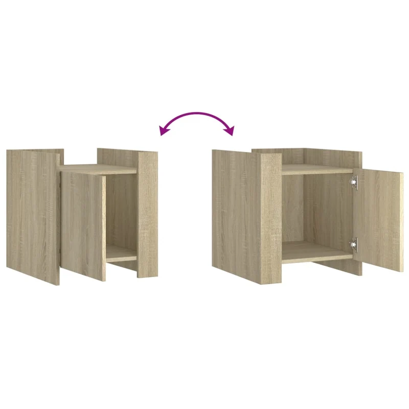 Table de chevet avec compartiment avec porte 45 x 50 x 50 cm bois d’ingénierie couleur chêne DEC033884