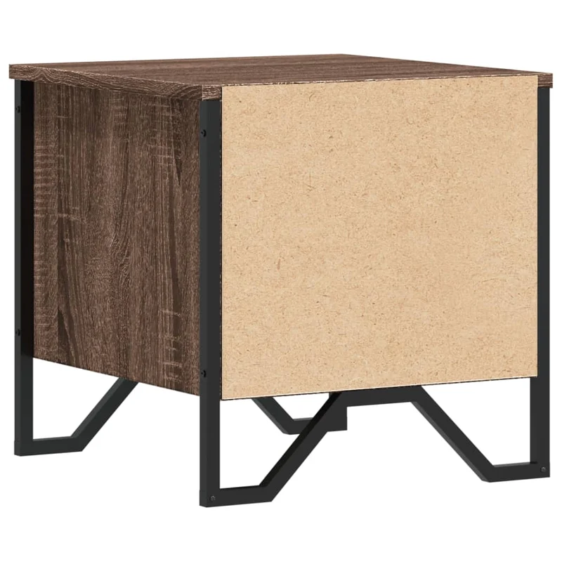 Table de chevet avec deux tiroirs 40 x 41 x 40 cm bois d’ingénierie marron et métal DEC033758