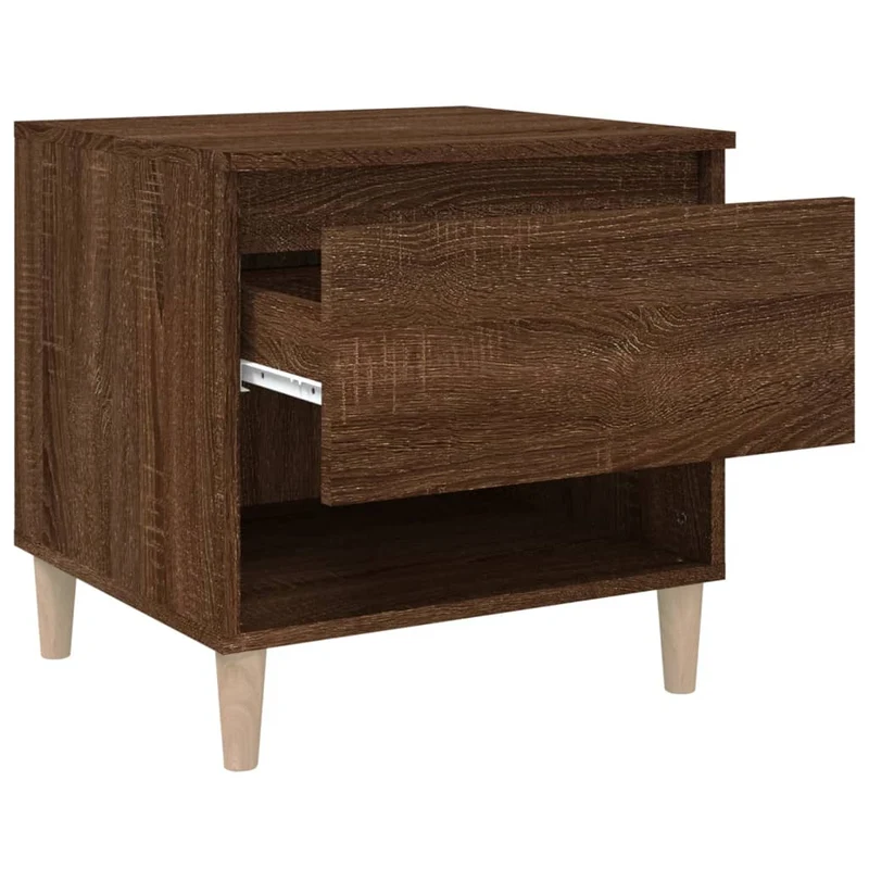 Table de chevet avec tiroir et compartiment ouvert 50 x 46 x 50 cm bois d'ingénierie marron DEC033534