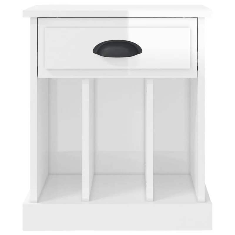 Table de chevet avec tiroir et compartiments 43 x 36 x 50 cm bois d'ingénierie blanc DEC033501