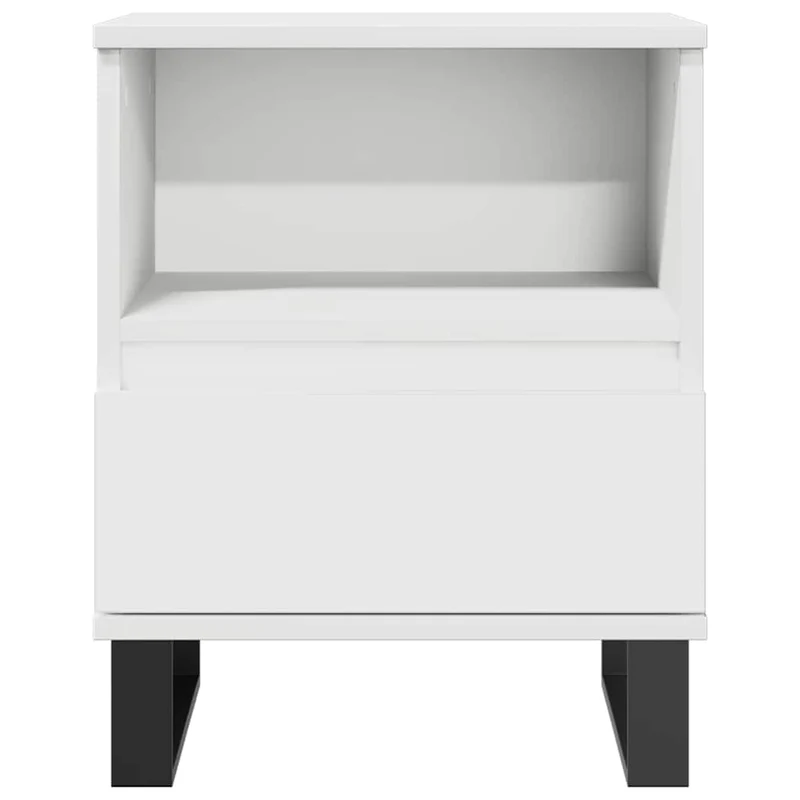 Table de chevet avec tiroir et compartiment ouvert 40 x 35 x 50 cm bois d’ingénierie blanc DEC033368