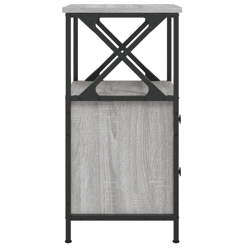 Table de chevet avec tiroirs et étagère 34 x 35,5 x 70 cm bois d'ingénierie gris DEC034588