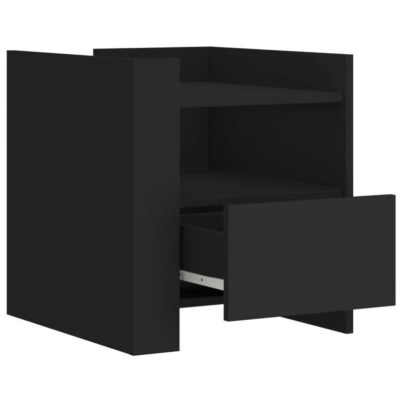 Table de chevet avec tiroir et étagère 45 x 50 x 50 cm bois d’ingénierie noir DEC034493