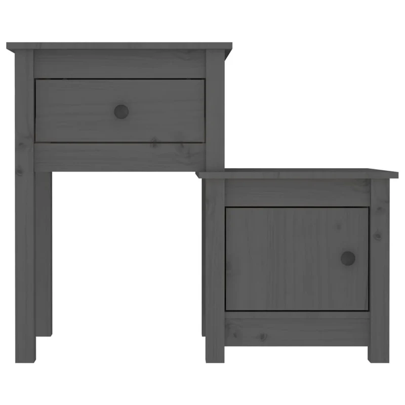 Table de chevet avec tiroir et compartiment avec porte 79,5 x 38 x 65,5 cm bois de pin gris DEC033962