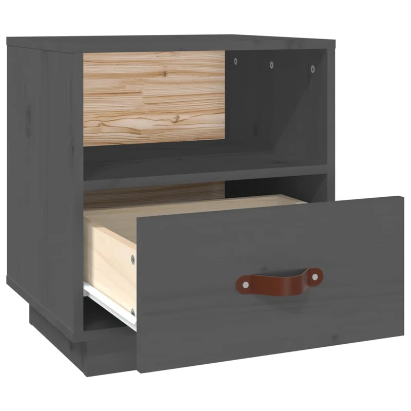 Table de chevet avec tiroir et compartiment ouvert 40 x 34 x 45 cm bois de pin gris DEC033947