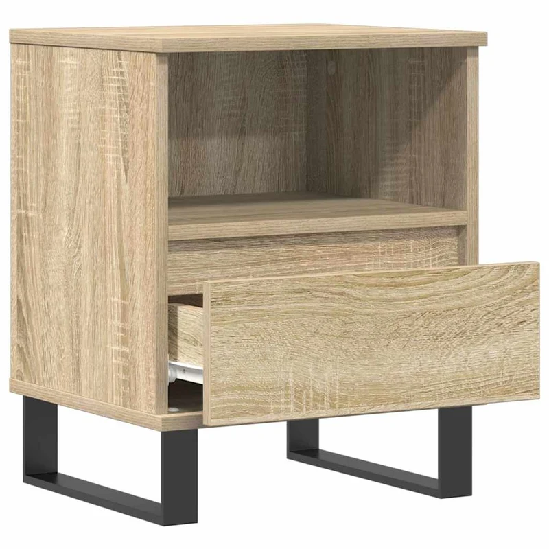 Table de chevet avec tiir et compartiment ouvert 40 x 35 x 50 cm bois d’ingénierie couleur chêne DEC033835