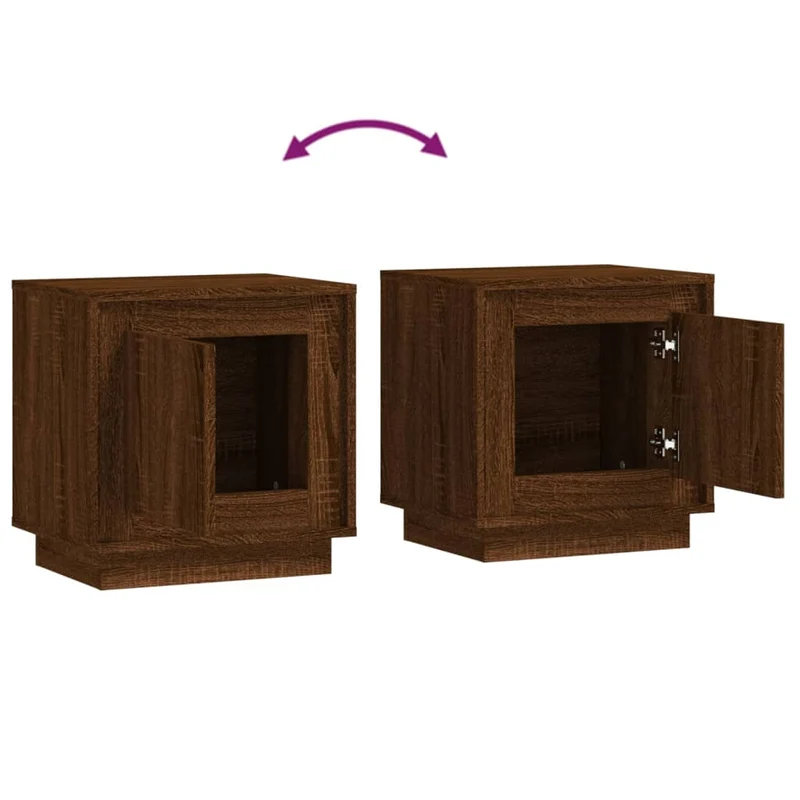 Table de chevet avec compartiment avec porte 44 x 35 x 45 cm bois d'ingénierie marron DEC033773