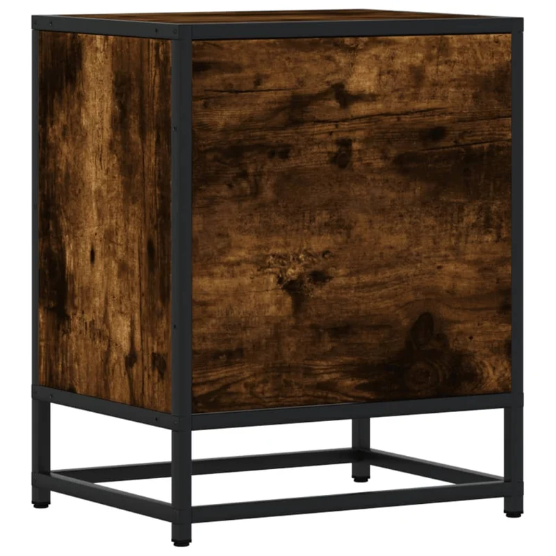 Table de chevet avec tiroir et compartiment 40 x 31 x 50 cm bois d'ingénierie marron et acier DEC033564