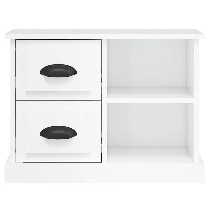 Table de chevet avec tiroirs et compartiments 60 x 35,5 x 45 cm bois d'ingénierie blanc DEC033513