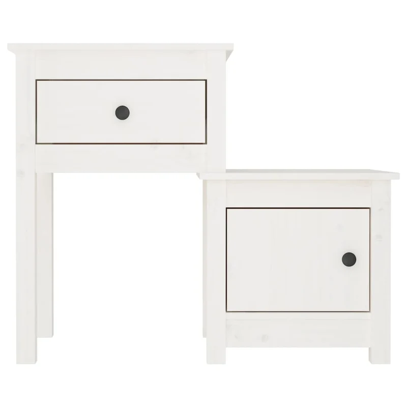Table de chevet deux niveaux avec tiroir et compartiment 79,5 x 38 x 65,5 cm bois de pin blanc DEC033429