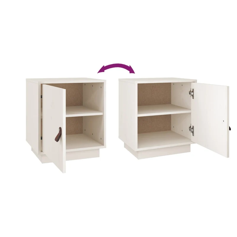 Table de chevet avec compartiments de rangement avec porte 40 x 34 x 45 cm bois de pin blanc DEC033349