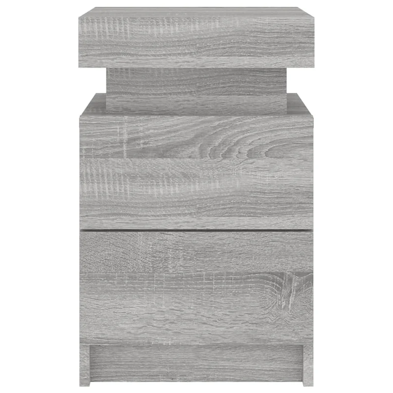 Table de chevet avec lumières LED et tiroirs 35 x 39 x 55 cm bois d'ingénierie gris DEC033198
