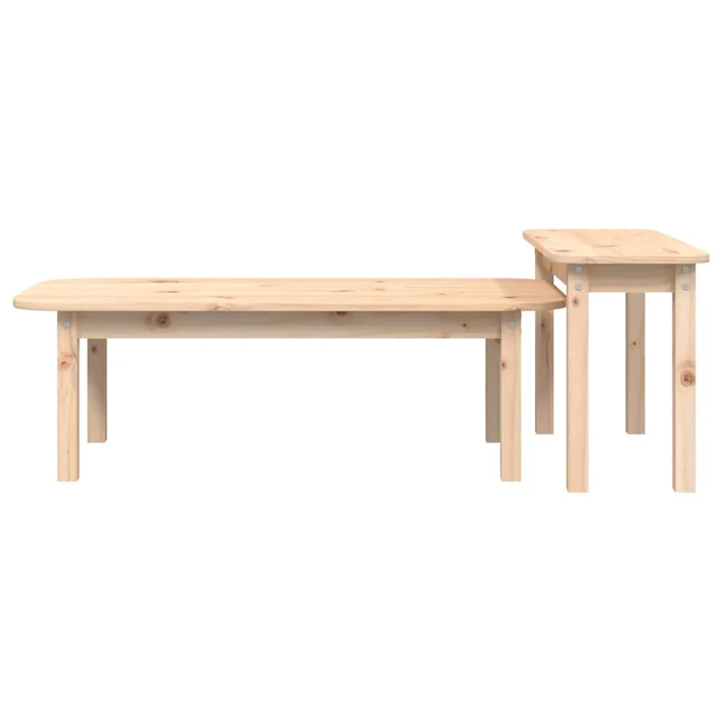 Ensemble de deux tables d'appoint gigogne en bois massif de pin non traité DEC031263