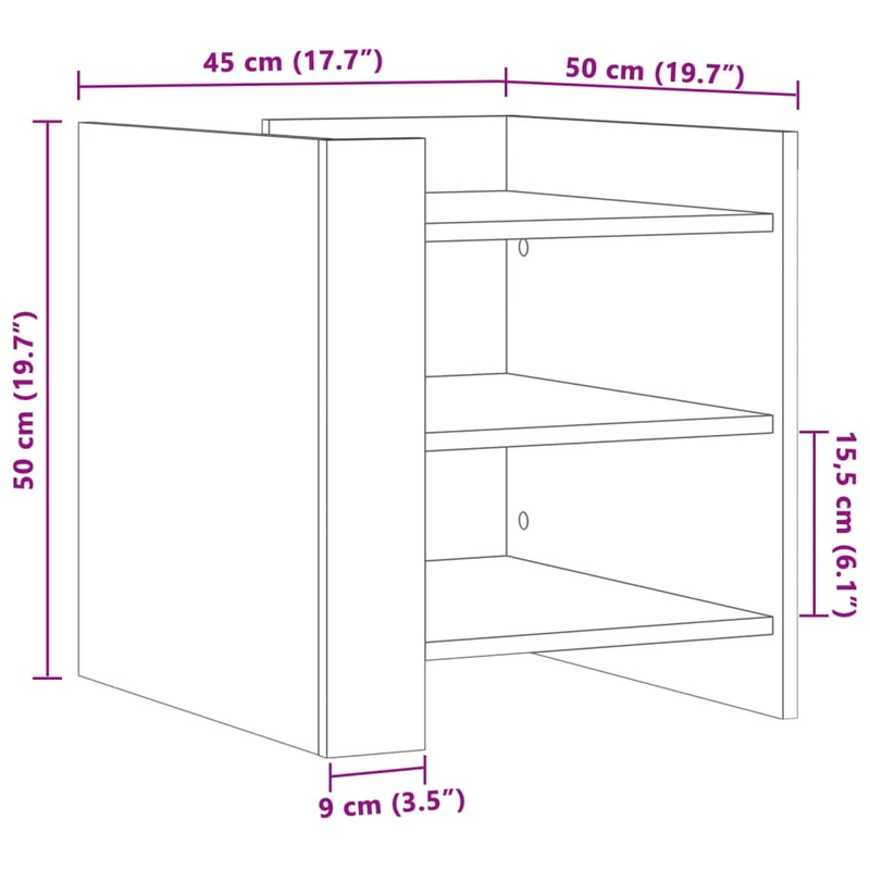 Table de chevet avec compartiments 45 x 50 x 50 cm bois d’ingénierie noir DEC034491