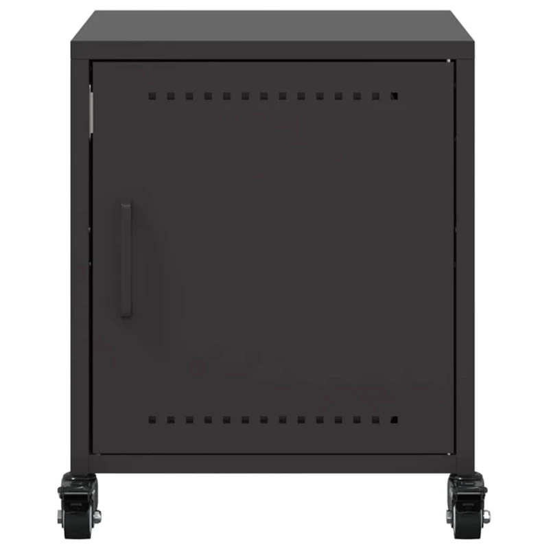 Table de chevet sur roulettes avec compartiment avec porte 36 x 39 x 43,5 cm acier noir DEC034365
