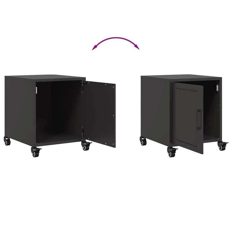 Table de chevet sur roulettes avec compartiment avec porte 36 x 39 x 43,5 cm acier noir DEC034365