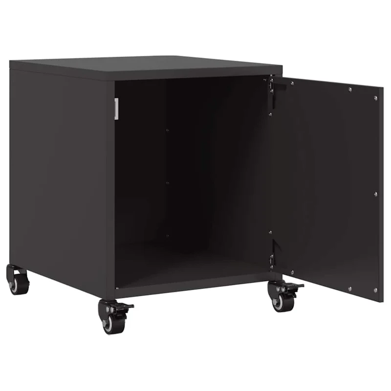 Table de chevet sur roulettes avec compartiment avec porte 36 x 39 x 43,5 cm acier noir DEC034365