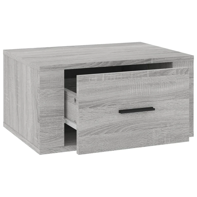 Table de chevet murale avec tiroir 50 x 36 x 25 cm bois d'ingénierie gris DEC034335