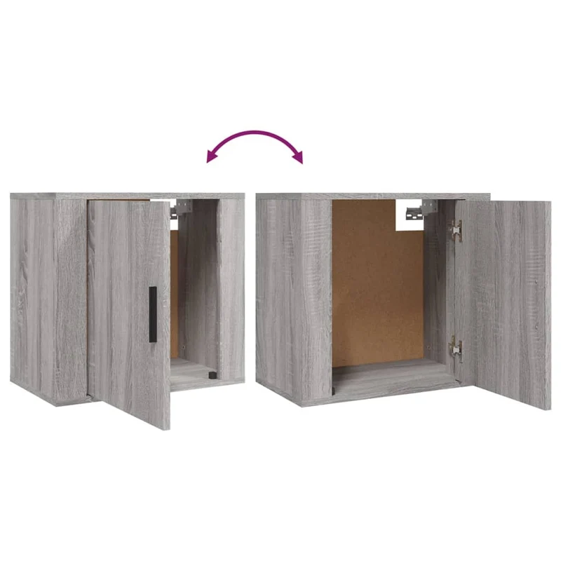 Table de chevet murale avec compartiment avec porte 50 x 30 x 47 cm bois d'ingénierie gris DEC034334