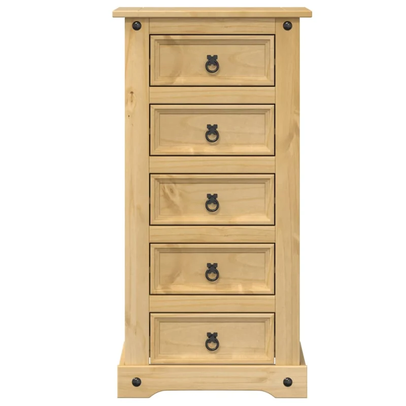 Table de chevet avec 5 tiroirs 53 x 39 x 103 cm bois de pin massif DEC033905