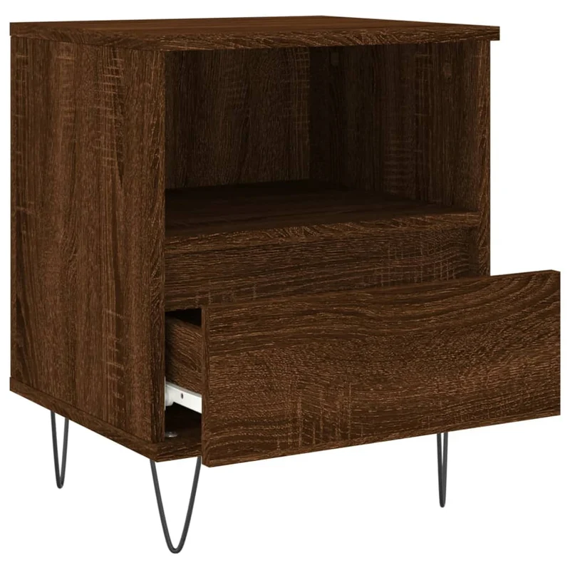 Table de chevet avec tiroir et compartiment ouvert 40 x 35 x 50 cm bois d’ingénierie marron DEC033723