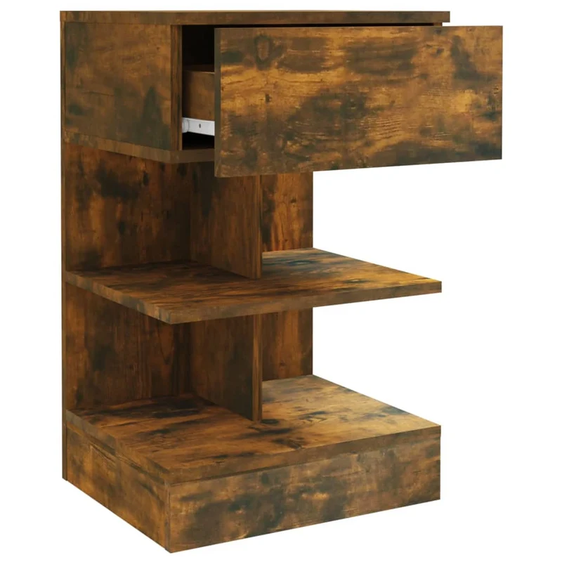 Table de chevet avec étagères de rangement 40 x 35 x 65 cm bois d'ingénierie marron DEC033597