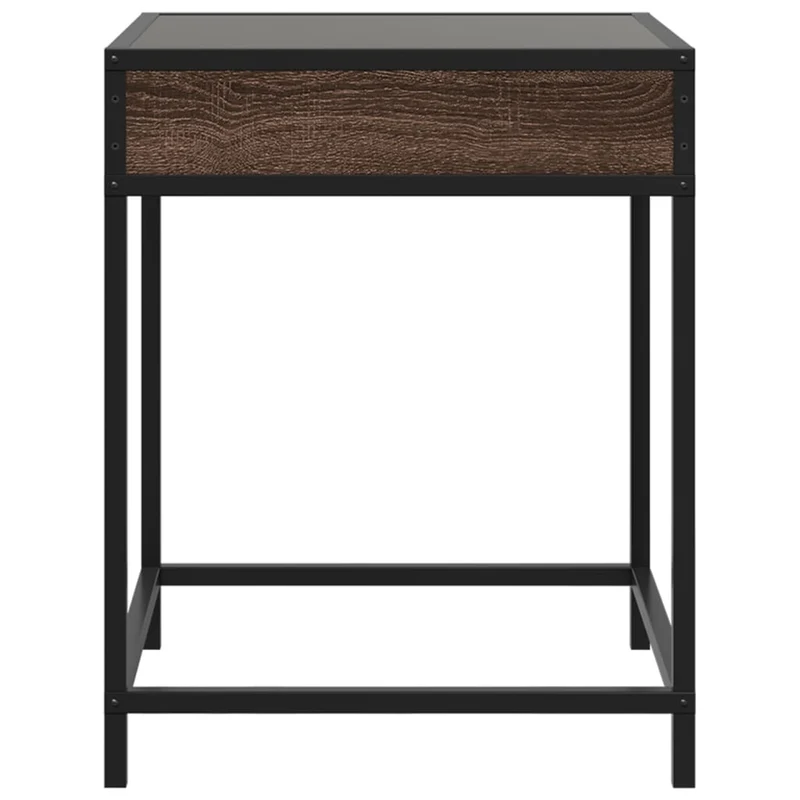 Table de chevet avec miroir à LED 40 x 40 x 51 cm bois d'ingénierie verre et acier DEC033141