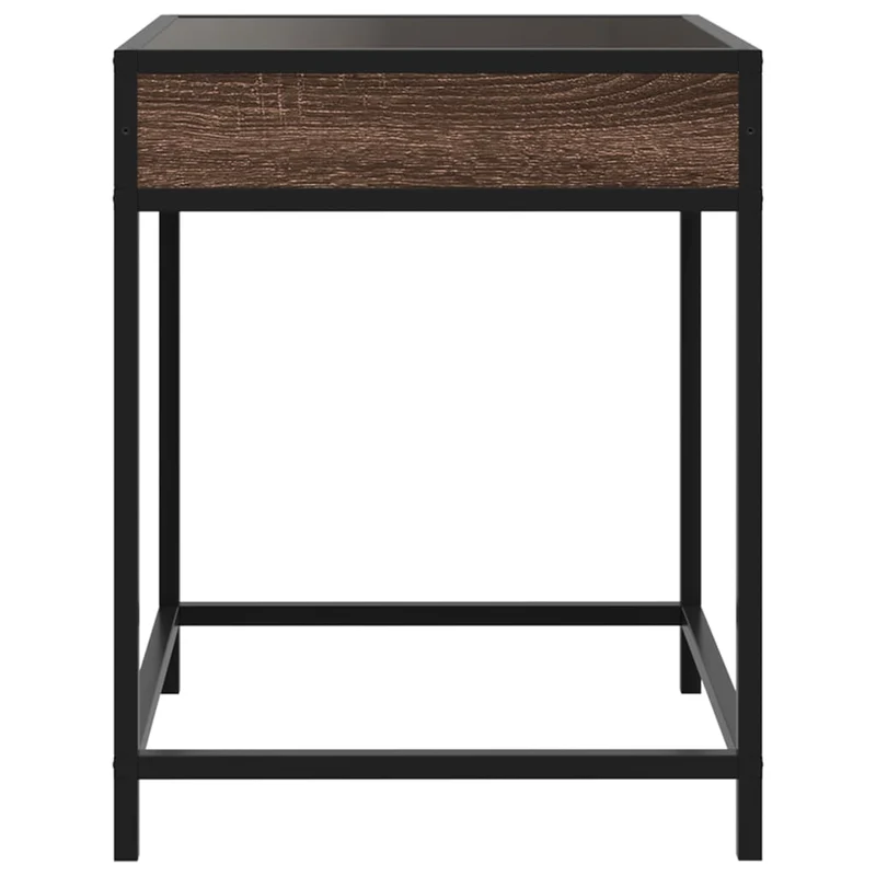 Table de chevet avec miroir à LED 40 x 40 x 51 cm bois d'ingénierie verre et acier DEC033141