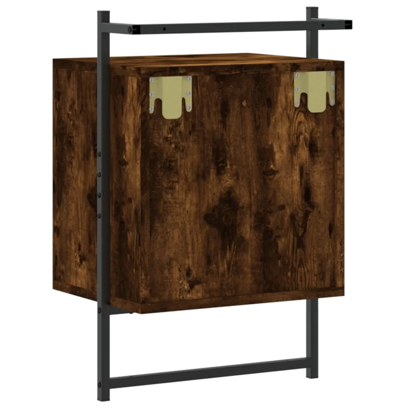 Lot de 2 tables de chevet murale avec tiroir et compartiment 40 x 30 x 61 cm bois d'ingénierie marron et métal DEC034153