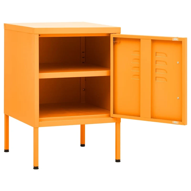 Table de chevet avec étagère avec porte 35 x 35 x 51 cm acier jaune DEC034086