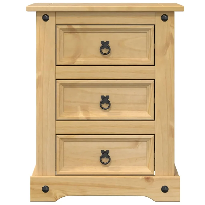 Table de chevet avec 3 tiroirs 53 x 39 x 66 cm bois de pin massif DEC033907
