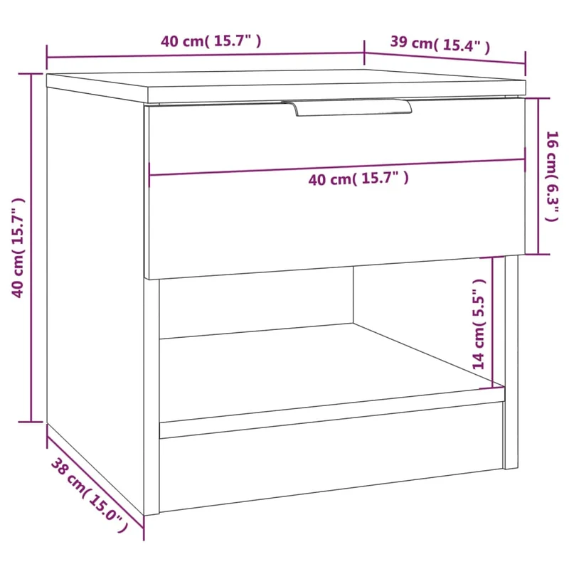 Table de chevet avec tiroir et compartiment 40 x 39 x 40 cm en bois d'ingénierie marron DEC033675