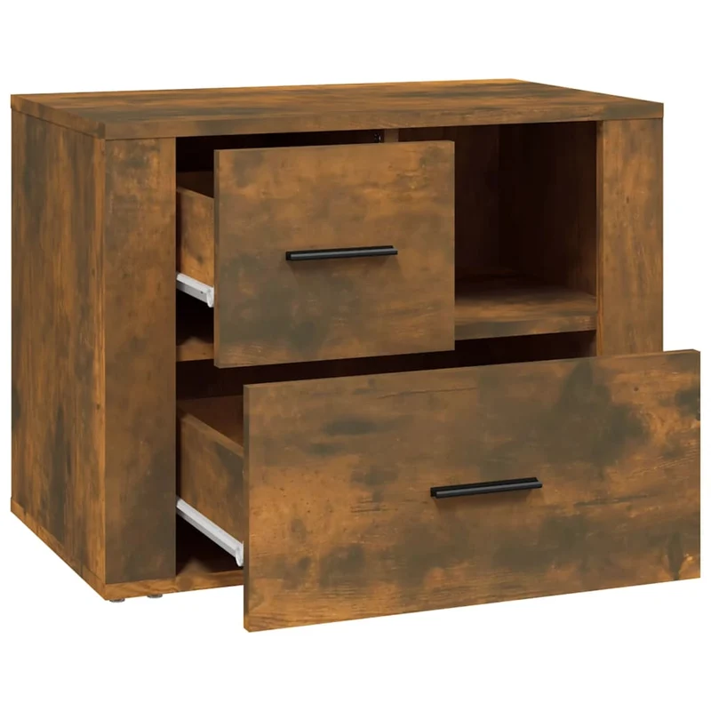 Table de chevet avec tiroirs et compartiment 60 x 36 x 45 cm bois d'ingénierie marron DEC033670