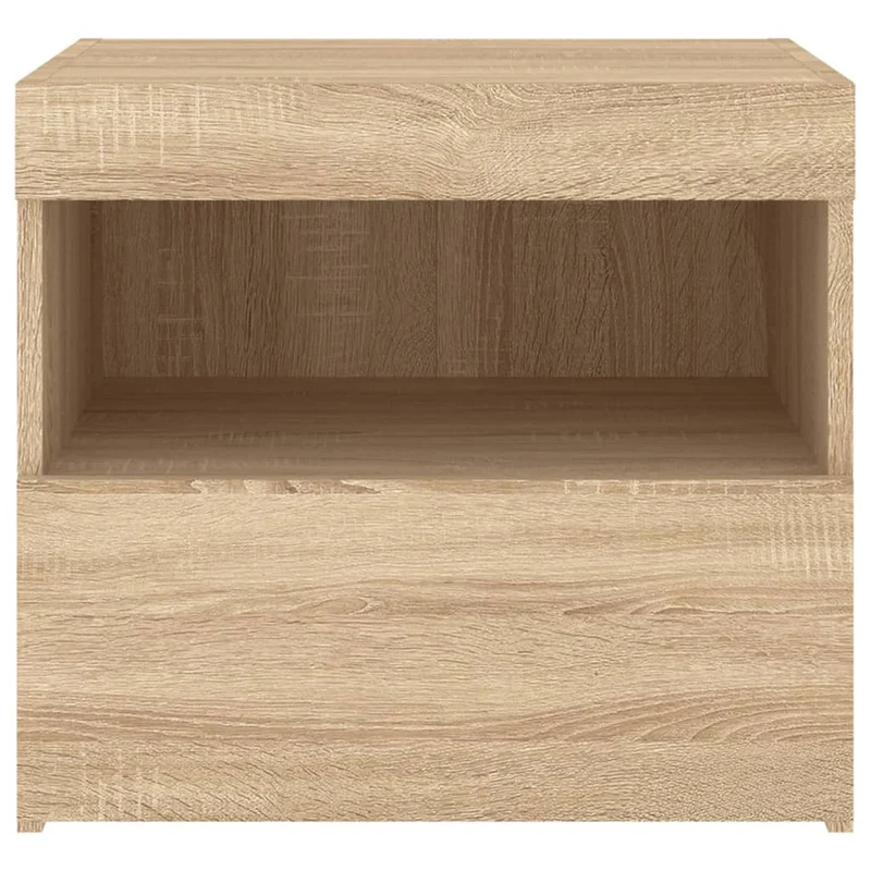 Table de chevet avec lumières LED avec tiroir et compartiment 50 x 40 x 45 cm bois d'ingénierie couleur chêne DEC033186