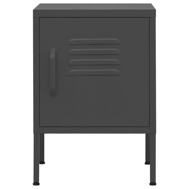 Table de chevet avec étagères avec porte 35 x 35 x 51 cm acier anthracite DEC033091