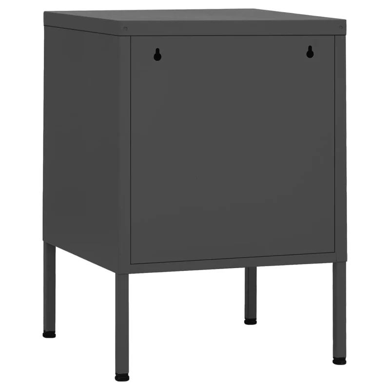 Table de chevet avec étagères avec porte 35 x 35 x 51 cm acier anthracite DEC033091
