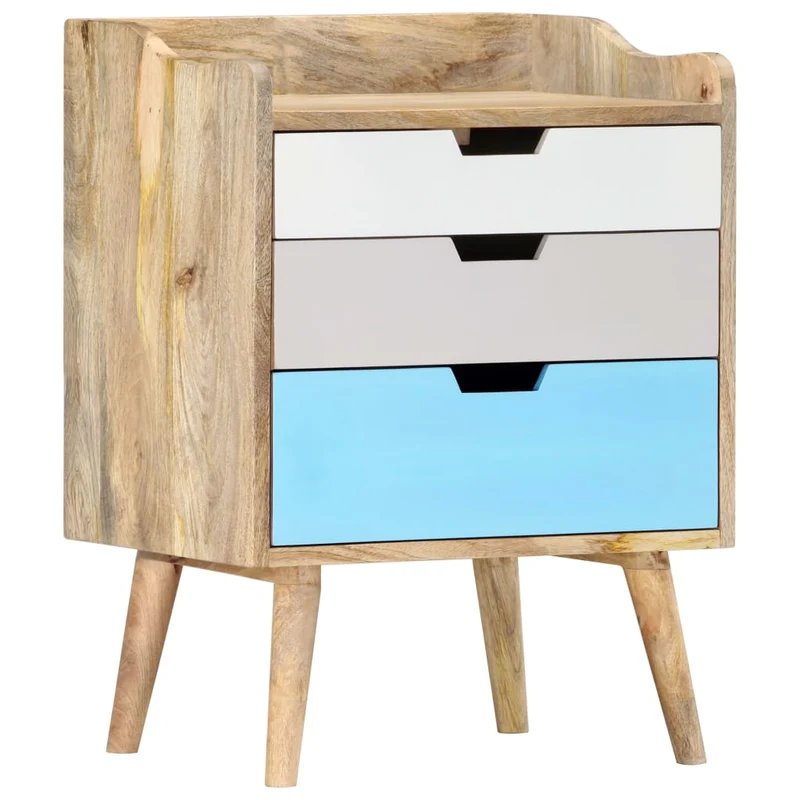 Table de chevet avec 3 tiroirs 47 x 35 x 63 cm bois de manguier solide multicolore DEC033026