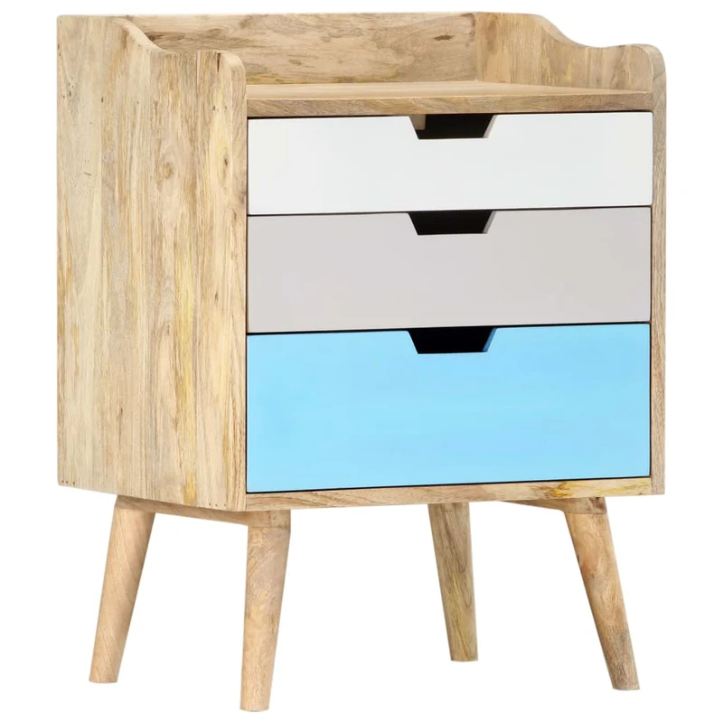 Table de chevet avec 3 tiroirs 47 x 35 x 63 cm bois de manguier solide multicolore DEC033026