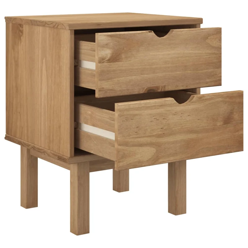 Table de chevet avec deux tiroirs 45 x 39 x 57 cm bois de pin massif DEC034540