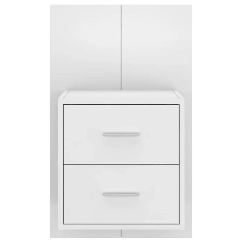 Table de chevet murale 48,5 x 32,5 x 80 cm en bois d'ingénierie blanc brilliant DEC034234